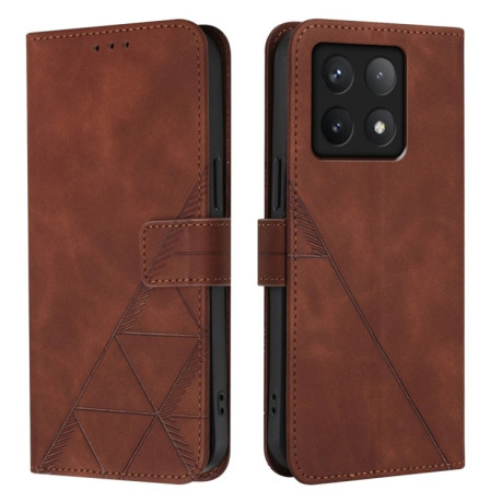 Чохол-книжка Crossbody 3D Embossed Flip Leather на Xiaomi 14T Pro - коричневий