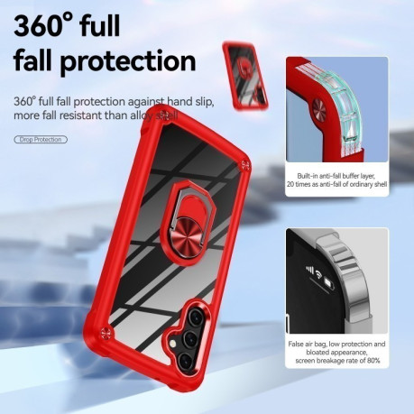 Противоударный чехол Acrylic Ring Holder на Samsung Galaxy A16 5G - красный