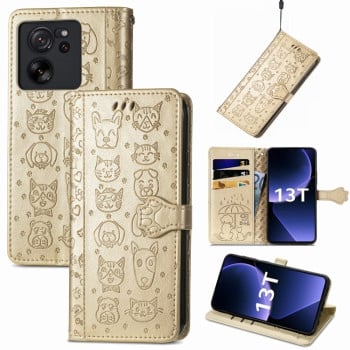 Чехол-книжка Cat and Dog для Xiaomi 13T / 13T Pro - золотой