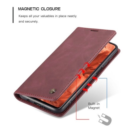 Чехол-книжка CaseMe-013 Multifunctional на Xiaomi Redmi Note 9 Pro/Note 9 Pro Max/Note 9s - винно-красный