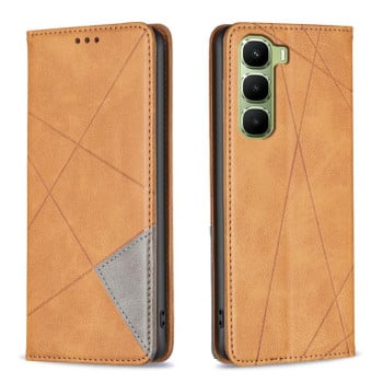 Чехол-книжка Rhombus Texture на Infinix Hot 60 Pro 4G - желтый