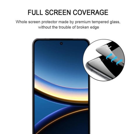 Захисне скло 9H HD 3D Curved (Edge Glue) на Xiaomi Poco F7