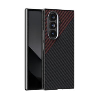 Карбоновий чохол ABEEL C Carbon Fiber Series фактура 6D Micro Relief з MagSafe на Samsung Galaxy Fold7 5G - чорно-червоний