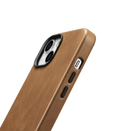 Шкіряний чохол iCarer Leather Oil Wax (MagSafe) для iPhone 14 Plus - світло-коричневий