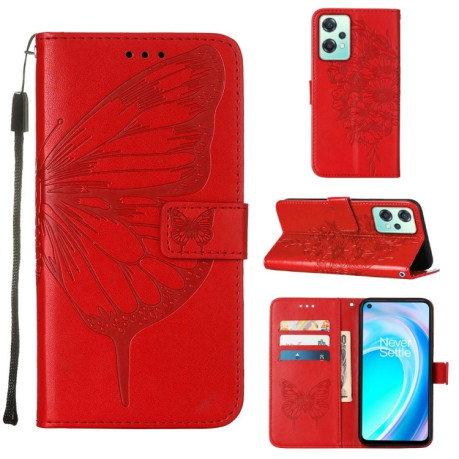 Чохол-книжка Embossed Butterfly для Realme 9 Pro/OnePlus Nord CE 2 Lite 5G - червоний