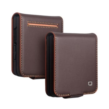 Чехол-книжка QIALINO Classic Gen2 с натуральной кожи на Samsung Galaxy Flip8 5G — коричневый