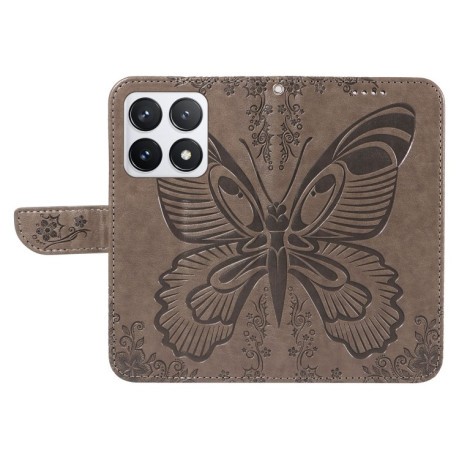 Чохол-книжка Swallowtail Butterfly Embossed Leather для Xiaomi 14T Pro - сірий