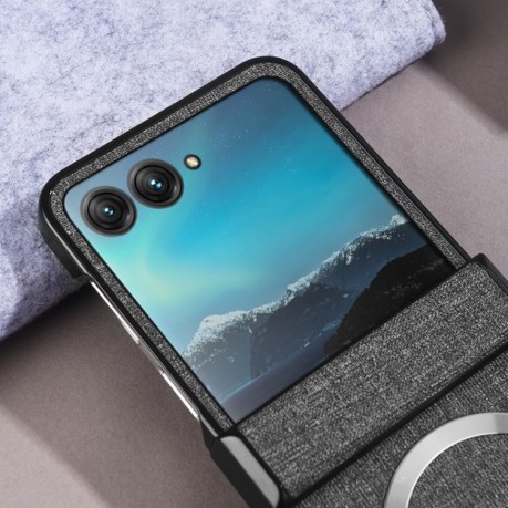 Противоударный чехол Three-stage Folding Magsafe Cloth Texture на Motorola Razr 50 - серый
