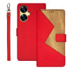 Чехол-книжка idewei Two-color Splicing для Realme C55 4G - красный