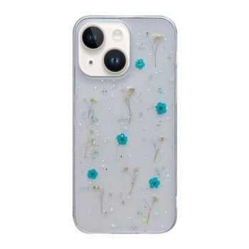 Противоударный чехол Gypsophila Flowers Pattern для iPhone 15 - зеленый