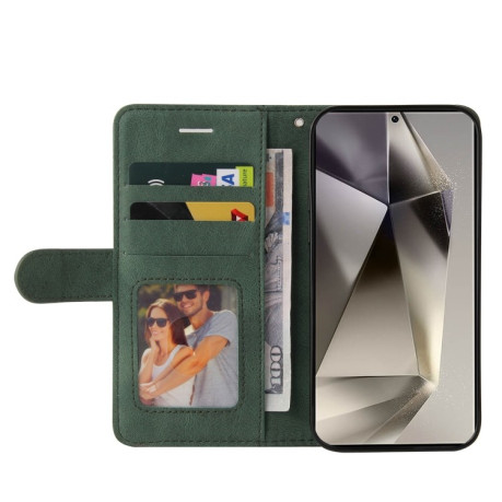 Чехол-книжка CaseNeo Splicing Dual Magnetic Buckle Leather для Samsung Galaxy S25 Ultra 5G - зеленый