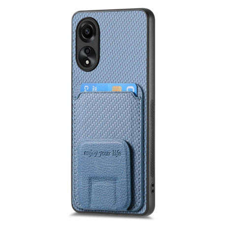 Протиударний чохол Carbon Fiber Card Bag для OPPO A38 4G / A18 4G - синій