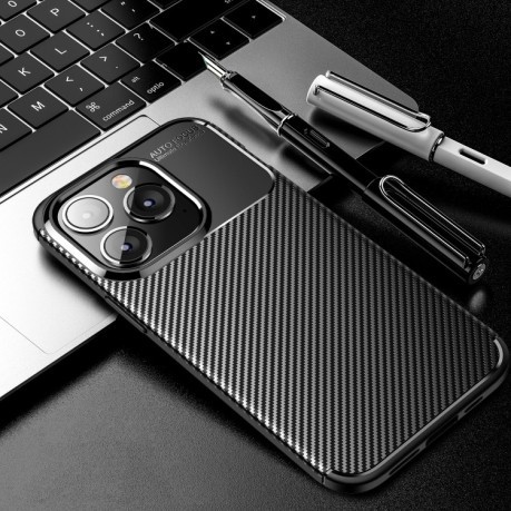 Ударозащитный чехол HMC Carbon Fiber Texture на iPhone 14 Plus - черный