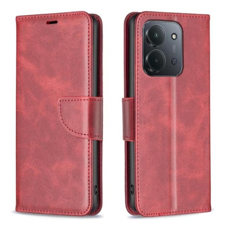 Чехол-книжка Lambskin Texture Pure Color на Xiaomi Redmi 15C 5G/4G EU 173mm/Poco C85 5G - красный