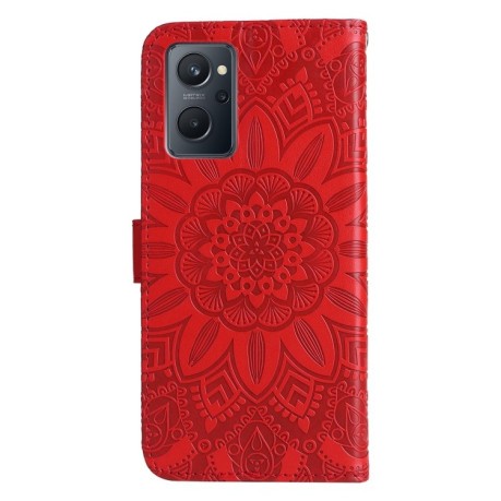 Чехол-книжка Embossed Sunflower для Realme 9i/OPPO A76/A96 - красный