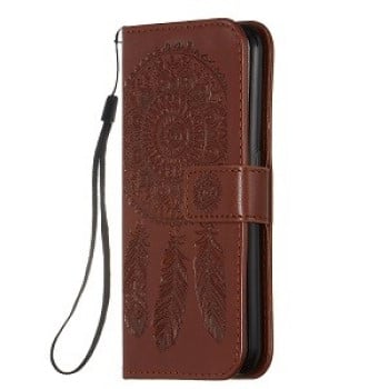 Чехол-книжка Dream Catcher Printing Horizontal Flip на Samsung Galaxy A01 - коричневый