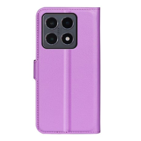 Чехол-книжка с фактурой Litchi и магнитным хлястиком на Xiaomi 15T - фиолетовый