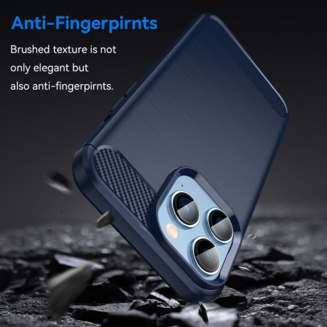 Протиударний чохол Brushed Texture Carbon Fiber на iPhone 14 Pro - синій