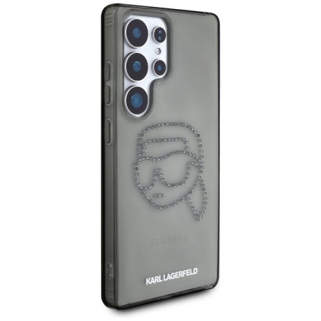 Оригинальный чехол Karl Lagerfeld Rhinestones Karl Head Logo для Samsung Galaxy S25 Ultra - black