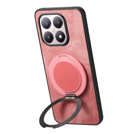 Чехол Retro Leather Rotation Round Holder с поворотным круглым держателем на Xiaomi 15T — розовый