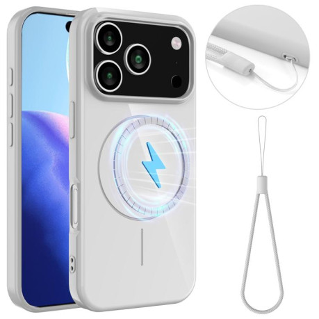 Противоударный чехол Glossy TPU Shockproof MagSafe на iPhone 17 Pro - белый