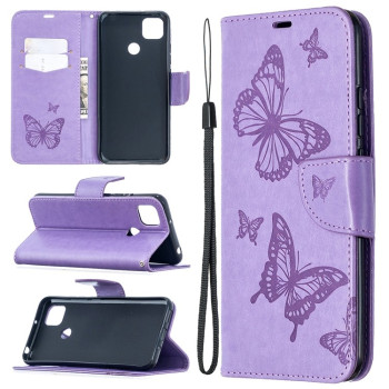 Чехол-книжка Butterflies Pattern на Xiaomi Redmi 9C - фиолетовый