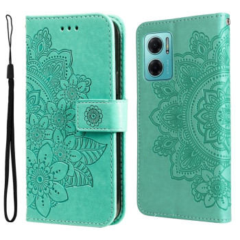 Чохол-книжка 7-petal Flowers Embossing для Xiaomi Redmi Note 11E/Redme 10 5G/Redmi 10 Prime+ 5G - зелений