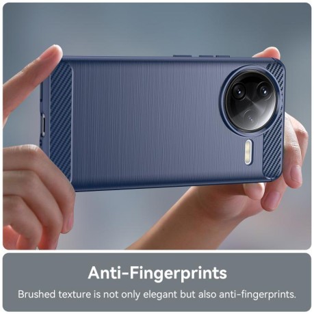 Противоударный чехол Brushed Texture Carbon Fiber на Xiaomi Poco F7 Ultra - синий