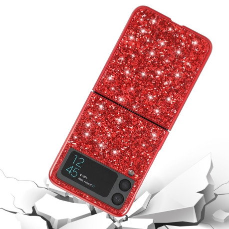 Ударозащитный чехол Glittery Powder на Samsung Galaxy Z Flip3 5G - серебристый