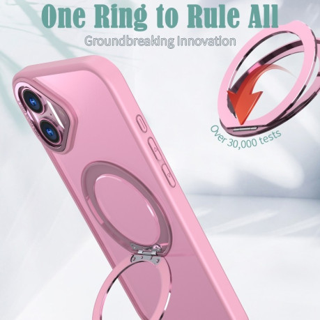 Противоударный чехол Wing Series MagSafe Magnetic Ring Holder для  iPhone 16 Plus - розовый