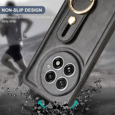 Протиударний чохол Wristband Leather Back для OnePlus 13 - чорний