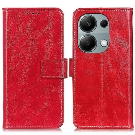 Чохол-книжка Magnetic Retro Crazy Horse Texture на Xiaomi Redmi Note 13 Pro 4G / POCO M6 Pro 4G  - червоний