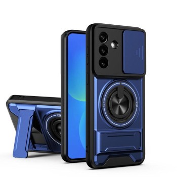 Протиударний чохол Lens Sliding Window Multifunctional Magnetic Shockproof зі шторкою камери на Samsung Galaxy A57 5G — королівський синій