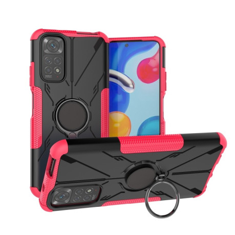 Противоударный чехол Machine Armor Bear для Xiaomi Redmi Note 11 4G Global / Note 11S - пурпурно-красный