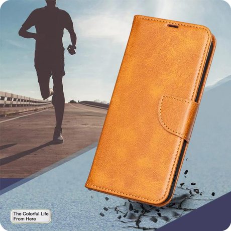 Чехол-книжка Lambskin Texture Pure Color на Motorola Edge 70 Fusion  — жёлтый