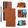 Чехол-книжка протиударний PU Genuine Leather Texture Embossed Line для Samsung Galaxy S24+ 5G - коричневый