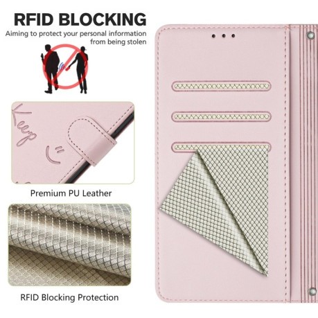 Чехол-книжка Embossing Stripe RFID для Realme C61/C63/Note 60/Note 60x - розовый