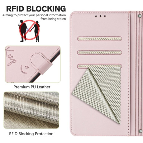 Чехол-книжка Embossing Stripe RFID для Realme GT 7 Pro 5G Global - розовый