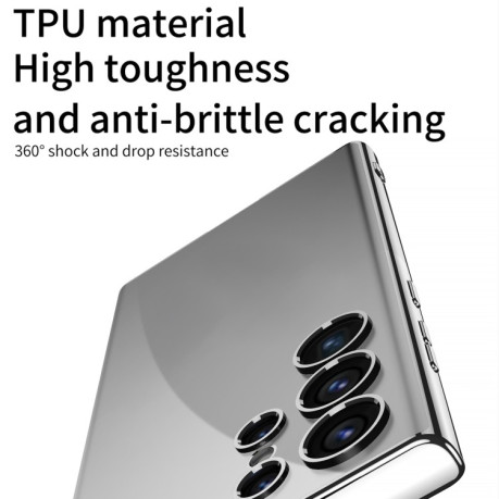 Противоударный чехол GKK Plating Transparent TPU для Samsung Galaxy S24 Ultra - черный