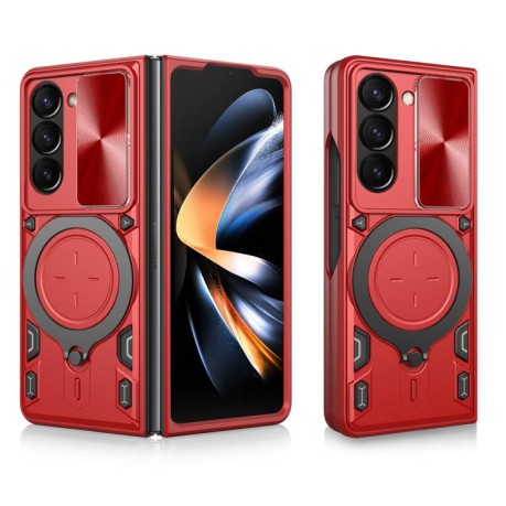 Протиударний чохол CD Texture Sliding Camshield Magnetic Holder для Samsung Galaxy Fold 7 5G - червоний