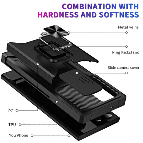 Противоударный чехол Sliding Camera Design для Samsung Galaxy S23 Ultra 5G - черный