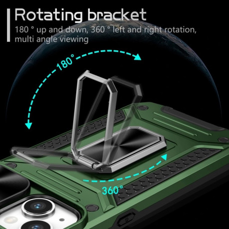 Противоударный чехол Sliding Camshield Card для iPhone 15 Plus - зеленый