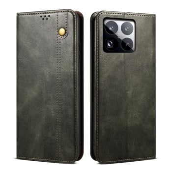 Чехол-книжка Simple из эко-кожи Crazy Horse с воском на Xiaomi 15 - зеленый