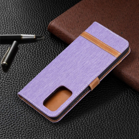 Чехол-книжка Color Matching Denim Texture на Samsung Galaxy A72 - фиолетовый