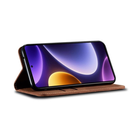 Чохол-книжка з джинсовою тканиною casual на Xiaomi Redmi Note 12 Turbo / Poco F5 - коричневий