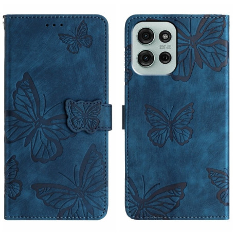 Чохол-книжка Embossed Butterfly для Motorola Moto G75 - синій
