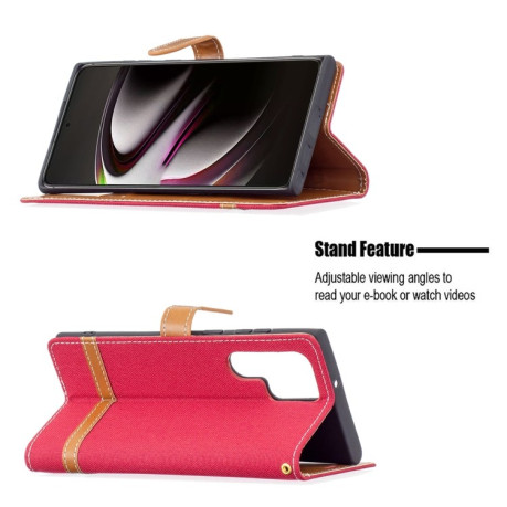 Чехол-книжка Color Matching Denim Texture на Samsung Galaxy S22 Ultra 5G - красный