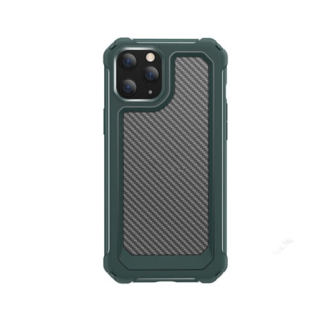 Ударозащитный чехол Transparent Carbon Fiber Texture на iPhone 12 Mini - зеленый