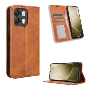 Чехол-книжка Magnetic Buckle Retro Crazy Horse Texture на OPPO A6s 5G / A6 5G Global — коричневый