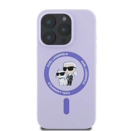 Оригинальный чехол Karl Lagerfeld Choupette Heads Ring MagSafe для iPhone 16 Pro Max - purple